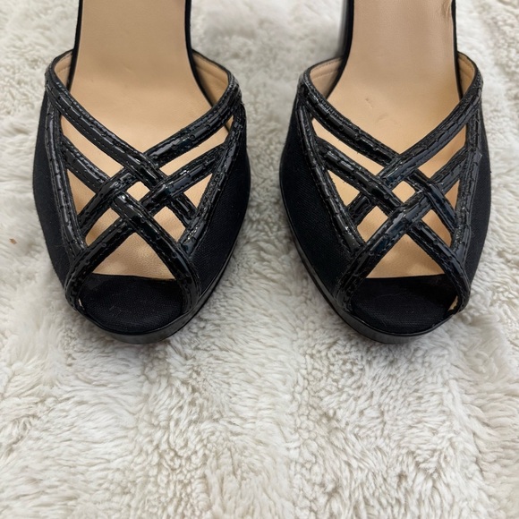 Cole Haan Nike Air Black Leather Strappy Peep-Toe Platform Heels Size 7 - Picture 3 of 13